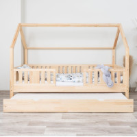 Dětská domečková postel z masivu borovice NIKO L 20 - 180x80 cm