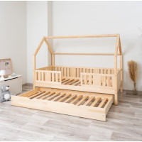 Dětská domečková postel z masivu borovice NIKO L 20 - 180x80 cm