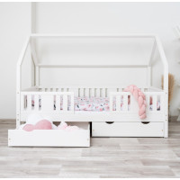 Dětská domečková postel z masivu borovice NIKO L 20 - 180x80 cm