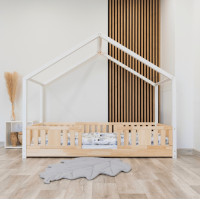 Dětská domečková Montessori postel z masivu borovice NIKO S - 160x80 cm