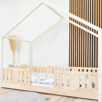 Dětská domečková Montessori postel z masivu borovice NIKO S - 160x80 cm