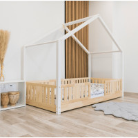 Dětská domečková Montessori postel z masivu borovice NIKO S - 180x80 cm