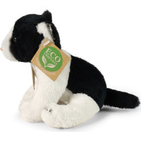 Rappa Plyšová kočka sedící černo-bílá 14 cm ECO-FRIENDLY