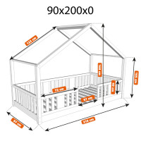 Dětská domečková Montessori postel z masivu borovice NIKO S - 200x90 cm