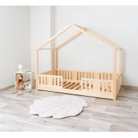 Dětská domečková Montessori postel z masivu borovice NIKO S - 200x90 cm