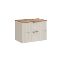 Koupelnová závěsná skříňka s deskou ADÉLA 80 cm - kašmírová/dub wotan