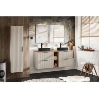 Koupelnová závěsná skříňka s deskou ADÉLA 80 cm - kašmírová/dub wotan