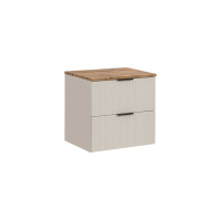 Koupelnová závěsná skříňka s deskou ADÉLA 60 cm - kašmírová/dub wotan