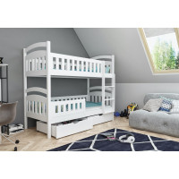 Dětská patrová postel z masivu borovice DOMINIK II se šuplíky - 200x90 cm - bílá