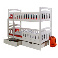 Dětská patrová postel z masivu DOMINIK II se šuplíky - 200x90 cm - bílá