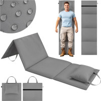 Skládací podložka SURVIVAL s polštářem - 180x50 cm - šedá