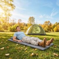 Skládací podložka SURVIVAL s polštářem - 180x50 cm - šedá