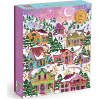 GALISON Metalické puzzle Zasněžená vesnička 1000 dílků