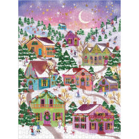 GALISON Metalické puzzle Zasněžená vesnička 1000 dílků