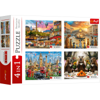 TREFL Puzzle Malovaná města a Kapybary 4x1000 dílků