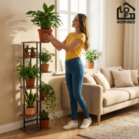 Stojan na květiny BASTIAN RUSTIC - grafitový/stařený dub