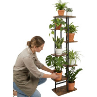 Stojan na květiny BASTIAN RUSTIC - grafitový/stařený dub