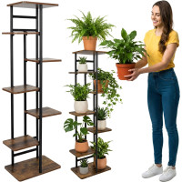 Stojan na květiny BASTIAN RUSTIC - grafitový/stařený dub