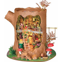 RoboTime 3D dřevěná skládačka Miniatura domečku Lesní chaloupka z pařezu