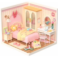 RoboTime 3D dřevěná skládačka Miniatura domečku Růžový pokojíček
