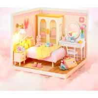 RoboTime 3D dřevěná skládačka Miniatura domečku Růžový pokojíček