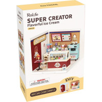 RoboTime 3D dřevěná skládačka Miniatura domečku Prodejna zmrzliny