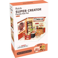 RoboTime 3D dřevěná skládačka Miniatura domečku Asijské bistro Panda Hot Pot