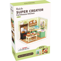 RoboTime 3D dřevěná skládačka Miniatura domečku Farmářská kuchyně