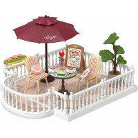 RoboTime 3D dřevěná skládačka Rozšíření pro miniatury domečků Terasa se slunečníkem