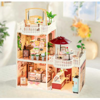 RoboTime 3D dřevěná skládačka Rozšíření pro miniatury domečků Terasa se slunečníkem