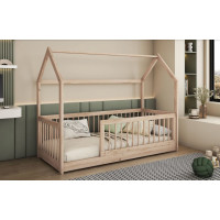 Dětská domečková postel z masivu borovice GRÉTA - 200x90 cm - přírodní borovice