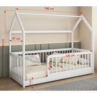 Dětská domečková postel z masivu borovice GRÉTA - 180x80 cm - kašmírová