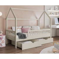 Dětská domečková postel z masivu borovice GAJA se šuplíky - 180x80 cm - kašmírová