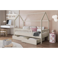 Dětská domečková postel z masivu borovice GAJA se šuplíky - 200x90 cm - kašmírová