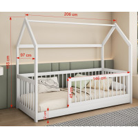 Dětská domečková postel z masivu borovice GRÉTA - 200x90 cm - olivově zelená