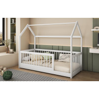 Dětská domečková postel z masivu borovice GRÉTA - 200x90 cm - bílá