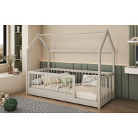 Dětská domečková postel z masivu borovice GRÉTA - 200x90 cm - kašmírová