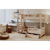 Dětská patrová postel se šuplíky z masivu borovice COEN - 180x80 cm - přírodní borovice