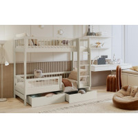 Dětská patrová postel se šuplíky z masivu borovice COEN - 200x90 cm - kašmírová