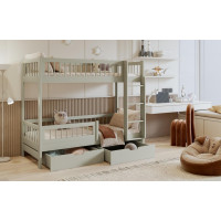 Dětská patrová postel se šuplíky z masivu borovice COEN - 180x80 cm - olivově zelená