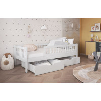 Dětská postel z masivu borovice FLORES se šuplíky - 180x80 cm - bílá