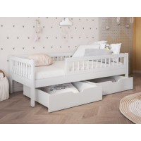 Dětská postel z masivu borovice FLORES se šuplíky - 180x80 cm - bílá