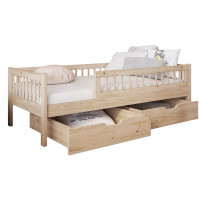 Dětská postel z masivu borovice FLORES se šuplíky - 140x70 cm - přírodní