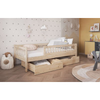 Dětská postel z masivu borovice FLORES se šuplíky - 180x80 cm - přírodní