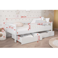 Dětská postel z masivu borovice FLORES se šuplíky - 200x90 cm - kašmírová