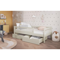 Dětská postel z masivu borovice FLORES se šuplíky - 200x90 cm - kašmírová