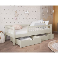 Dětská postel z masivu borovice FLORES se šuplíky - 140x70 cm - kašmírová