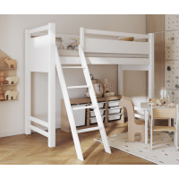 Dětská vyvýšená postel z masivu borovice VESPER - 200x90 cm - bílá