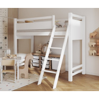 Dětská vyvýšená postel z masivu borovice VESPER - 200x90 cm - bílá