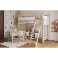 Dětská vyvýšená postel z masivu borovice VESPER - 180x80 cm - přírodní borovice/bílá